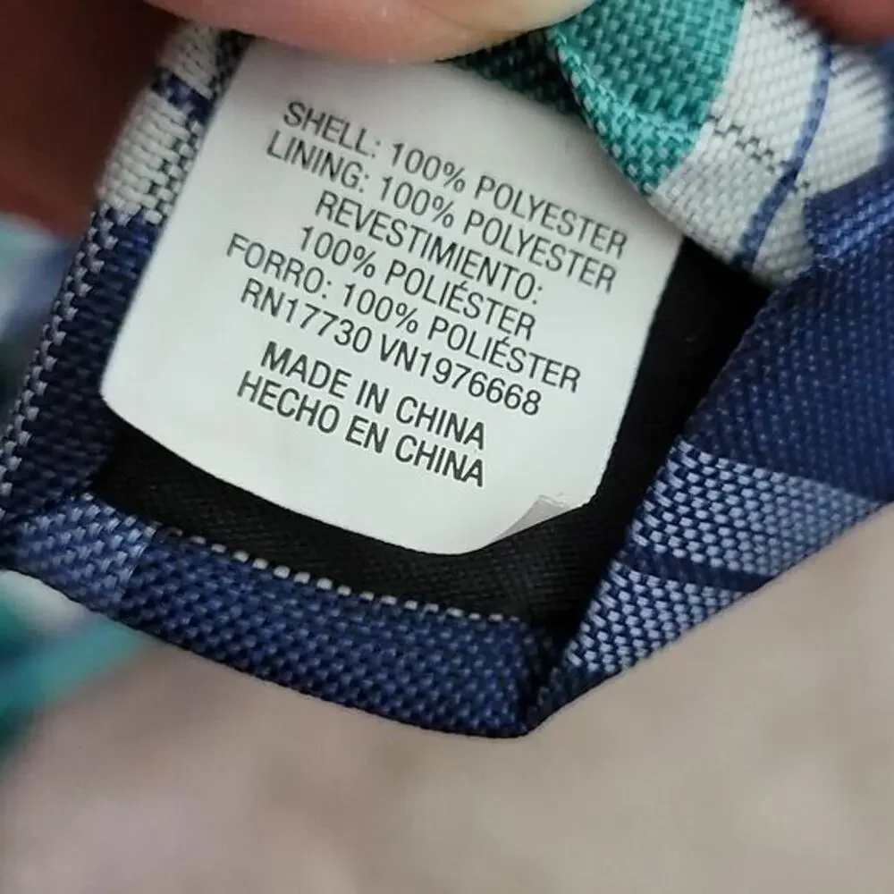 Goodfellow blue, green & white plaid 100% Polyester men's classic slim necktie